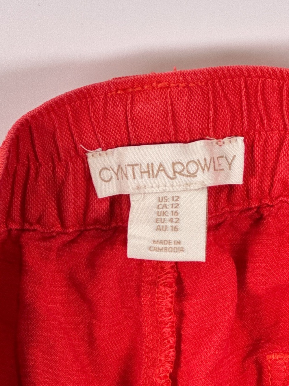 Cynthia Rowley Size 12 Red Orange Linen Wide Leg Pants - Picture 4 of 9